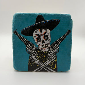 Skeleton Gunfighter Stone Coaster