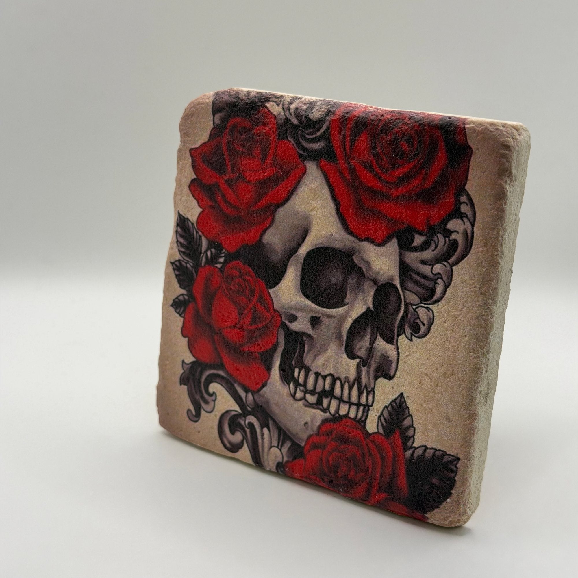 Skull and Roses Stone Coaster