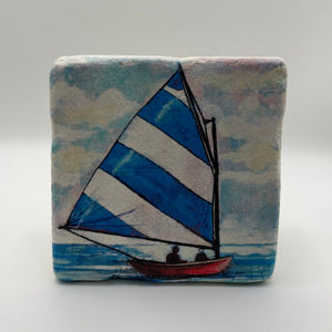 Coastal Small Boat Stone Coaster