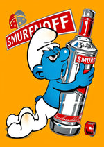 Smurfnoff Vodka Smurf parody artwork printed on MDF wall poster