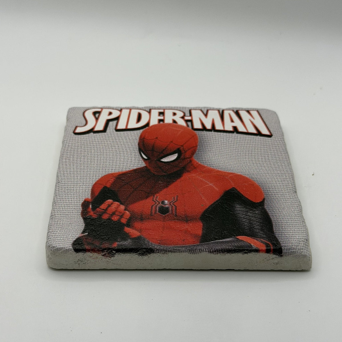 Spider Man Natural Travertine Stone Coaster artwork