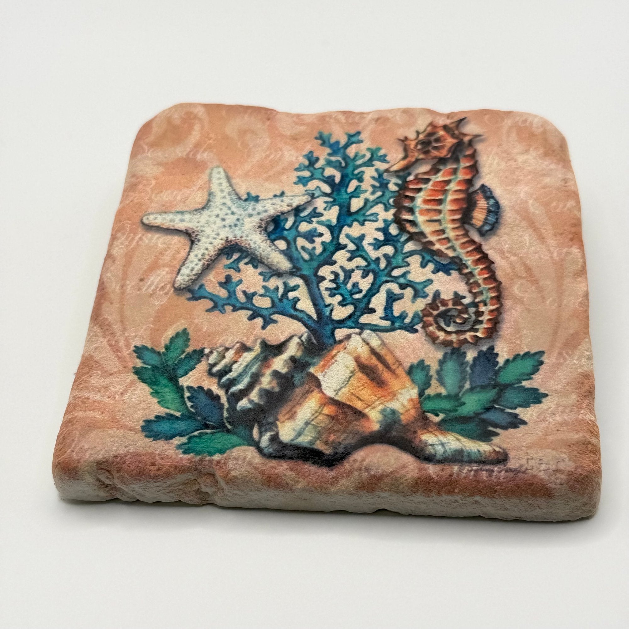 Under the Sea Starfish Seahorse Stone Coaster