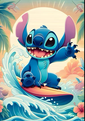 Stitch Pastel artwork printed on MDF wall poster