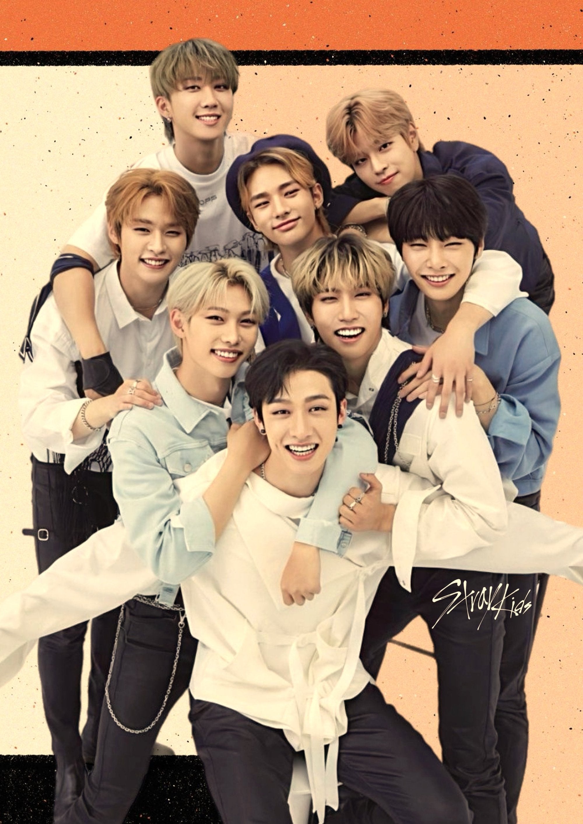 Stray Kids group photo artwork printed on MDF wall poster