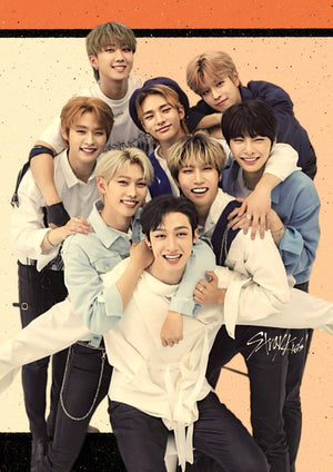 Stray Kids group photo artwork printed on MDF wall poster