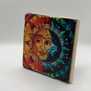 Sun and Moon Natural Travertine Stone Coaster
