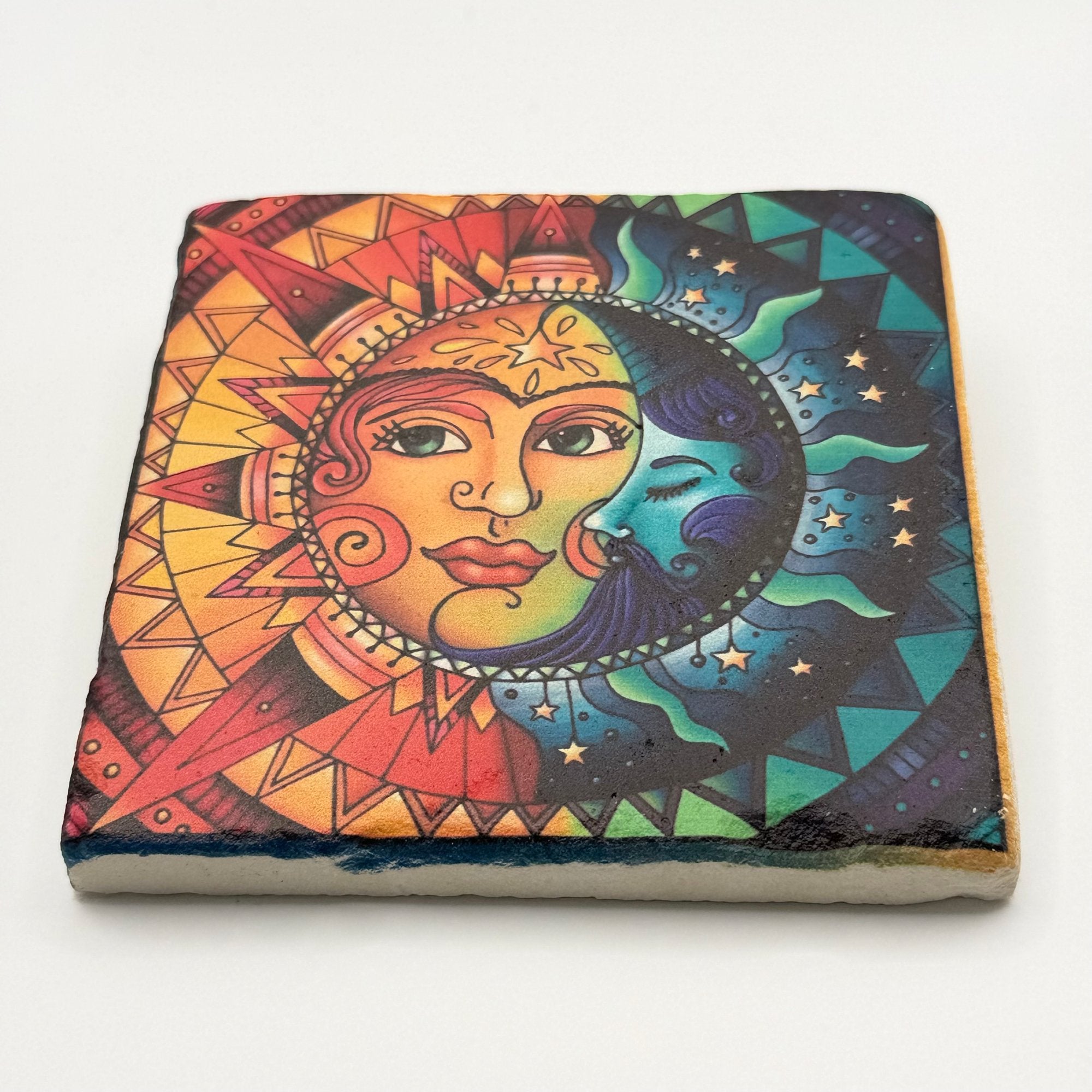 Sun and Moon Natural Travertine Stone Coaster