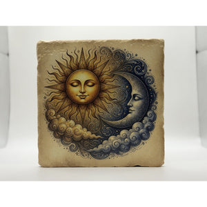 Sun And Moon Day and Night Natural Travertine Stone Hotpad 1