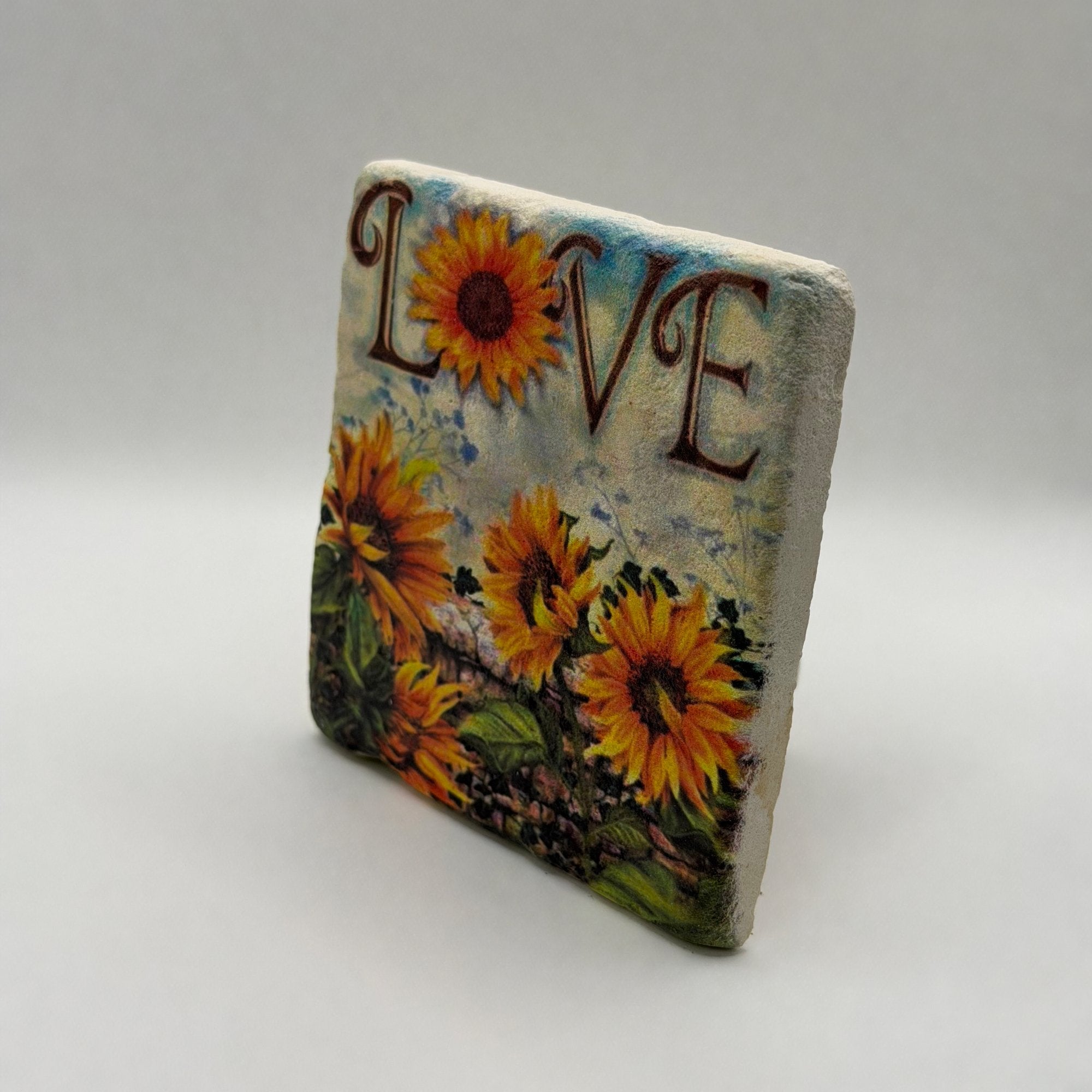 Vintage Sunflower Botanical Stone Coaster