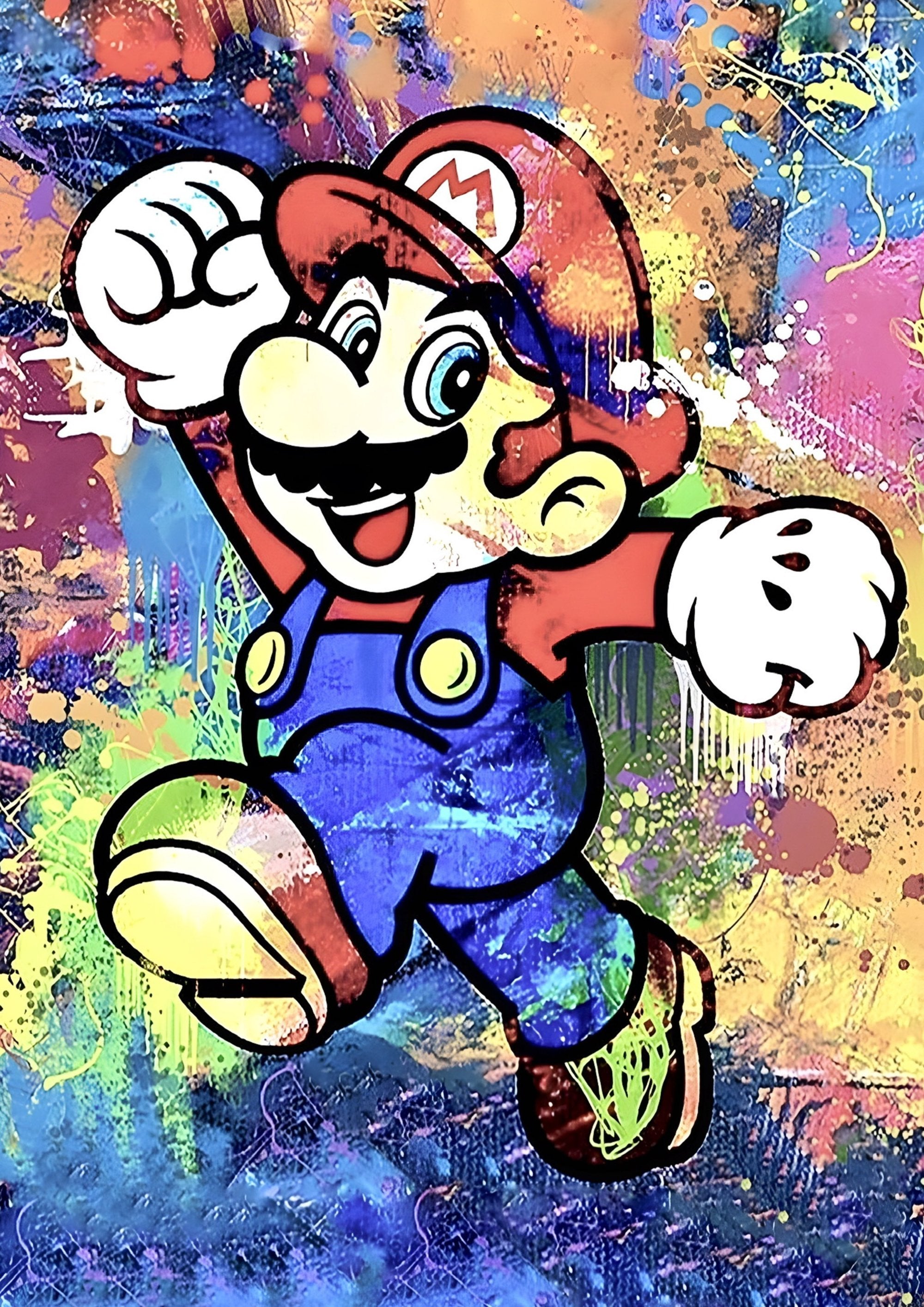 Super Mario Graffiti artwork printed on MDF wall poster