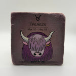 Taurus horoscope symbol printed on square travertine stone coaster