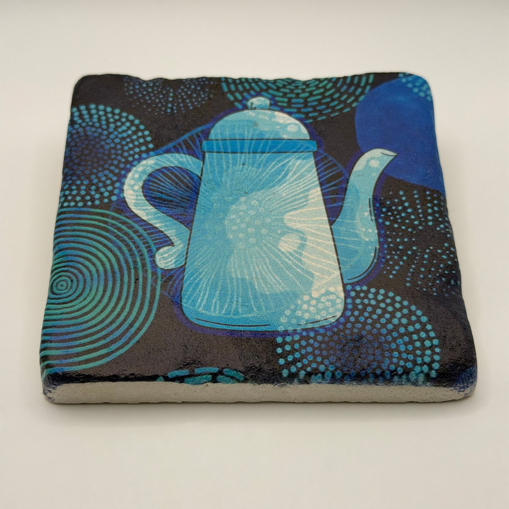 Vintage Tea Pot Blue Stone Coaster