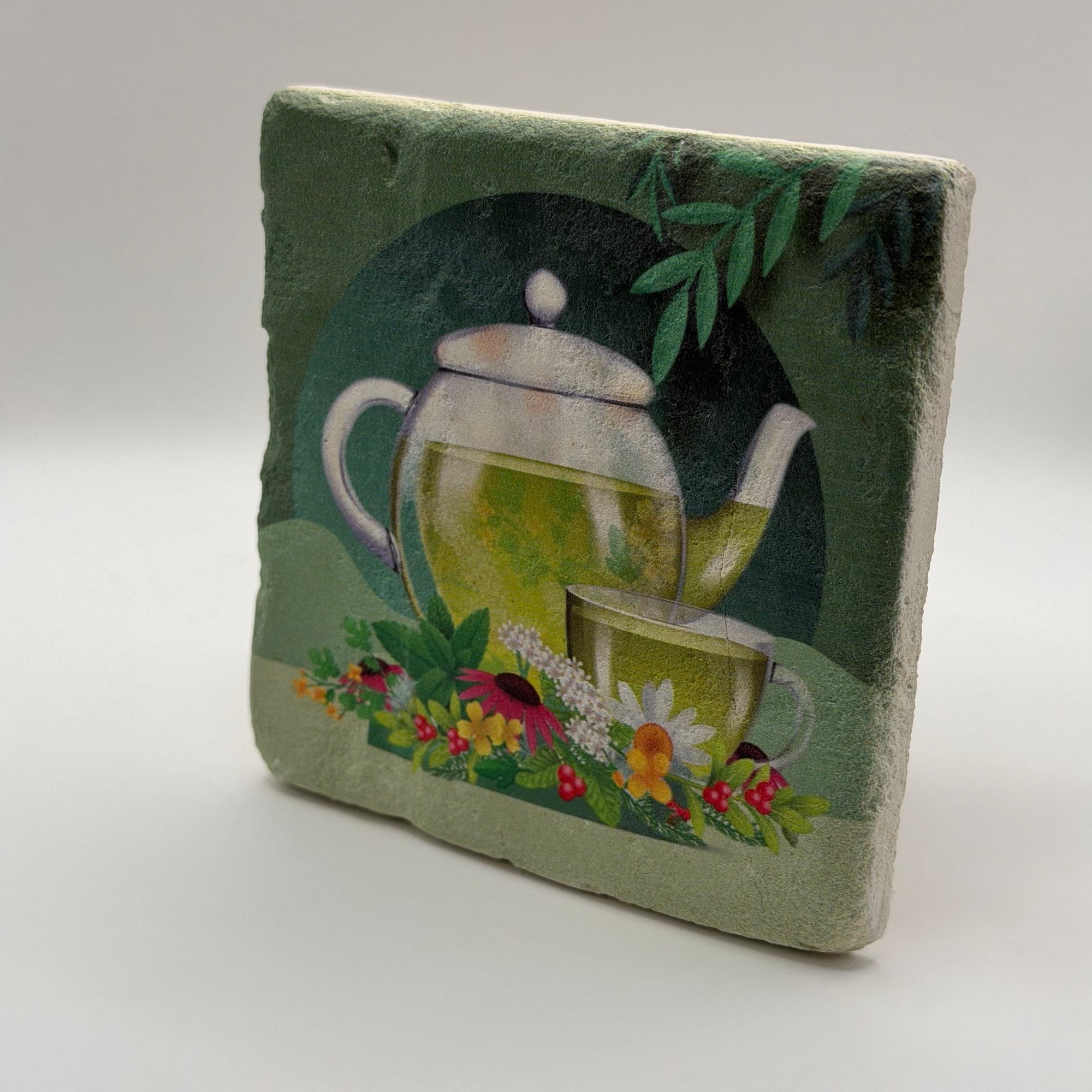 Tea Pot Green Stone Coaster