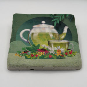 Tea Pot Green Stone Coaster