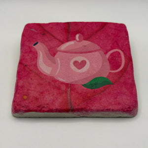 Vintage Tea Pot Red Stone Coaster
