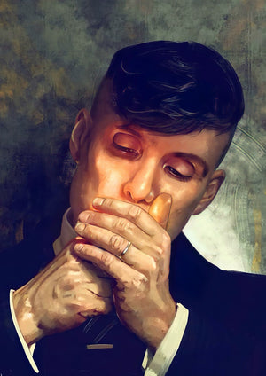 Thomas Shelby smoking artwork printed on MDF wall poster