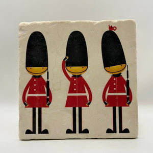 Three Royal Guards London Stone Natural Travertine Stone Hotpad artwork