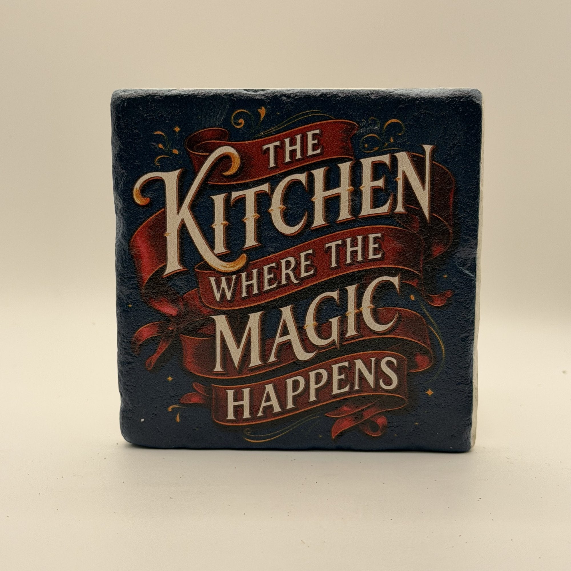 Thunder Only Happens When Its Raining Natural Travertine Stone Coaster artwork