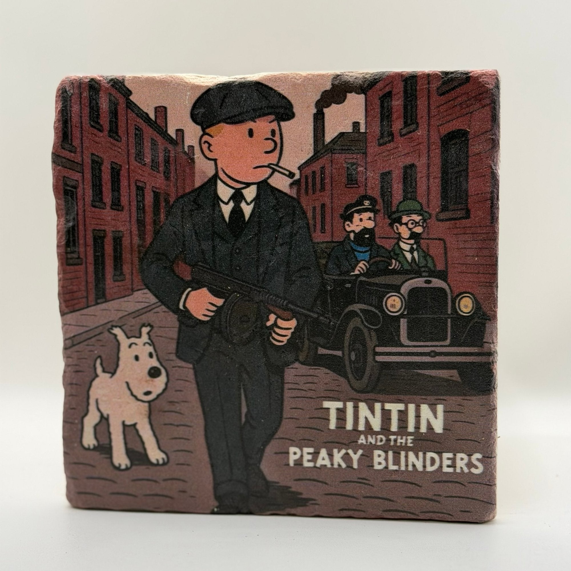 Tin Peaky Blinders Natural Travertine Stone Hotpad artwork