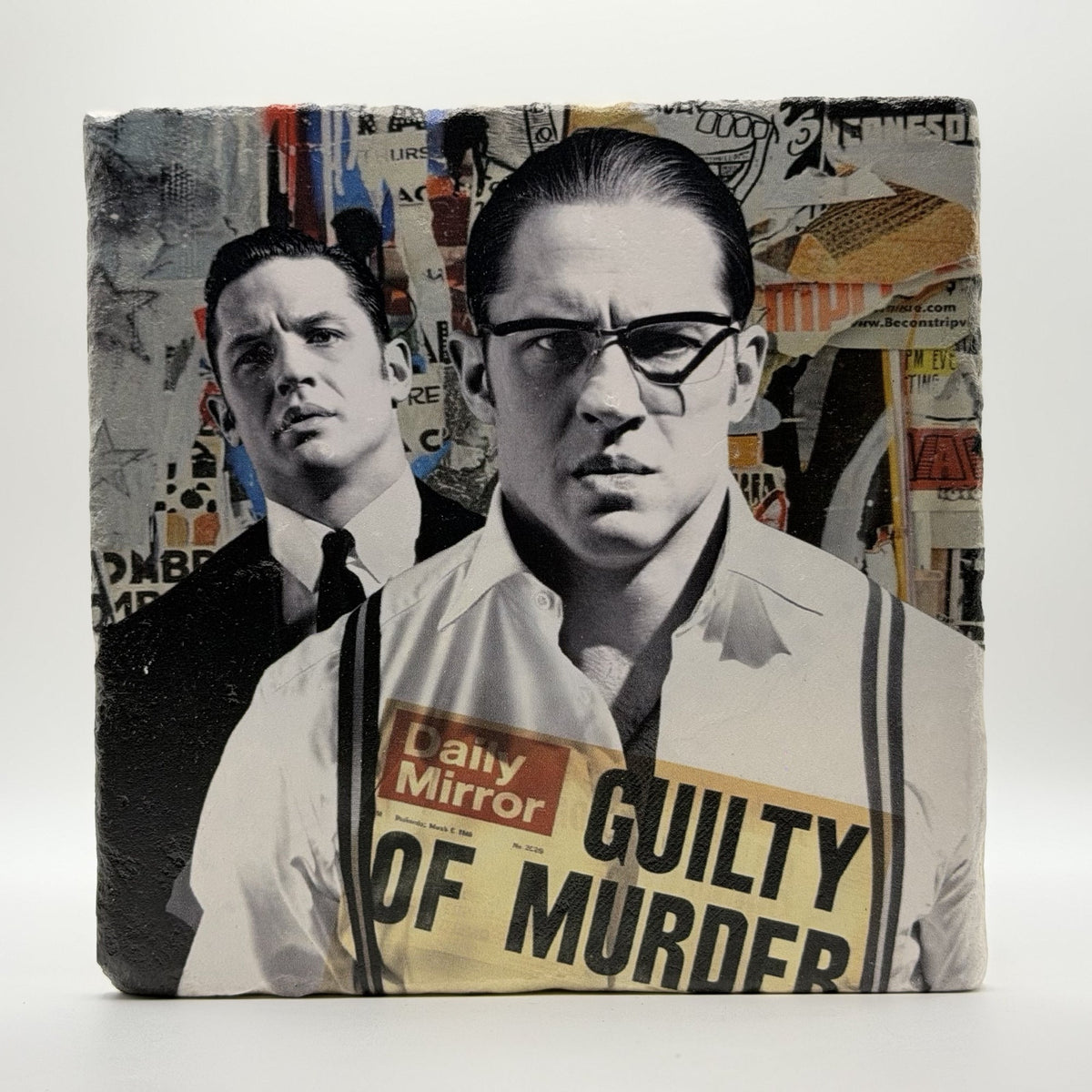 Tom Hardy Reggie And Ronnie Kray Natural Travertine Stone Hotpad 1