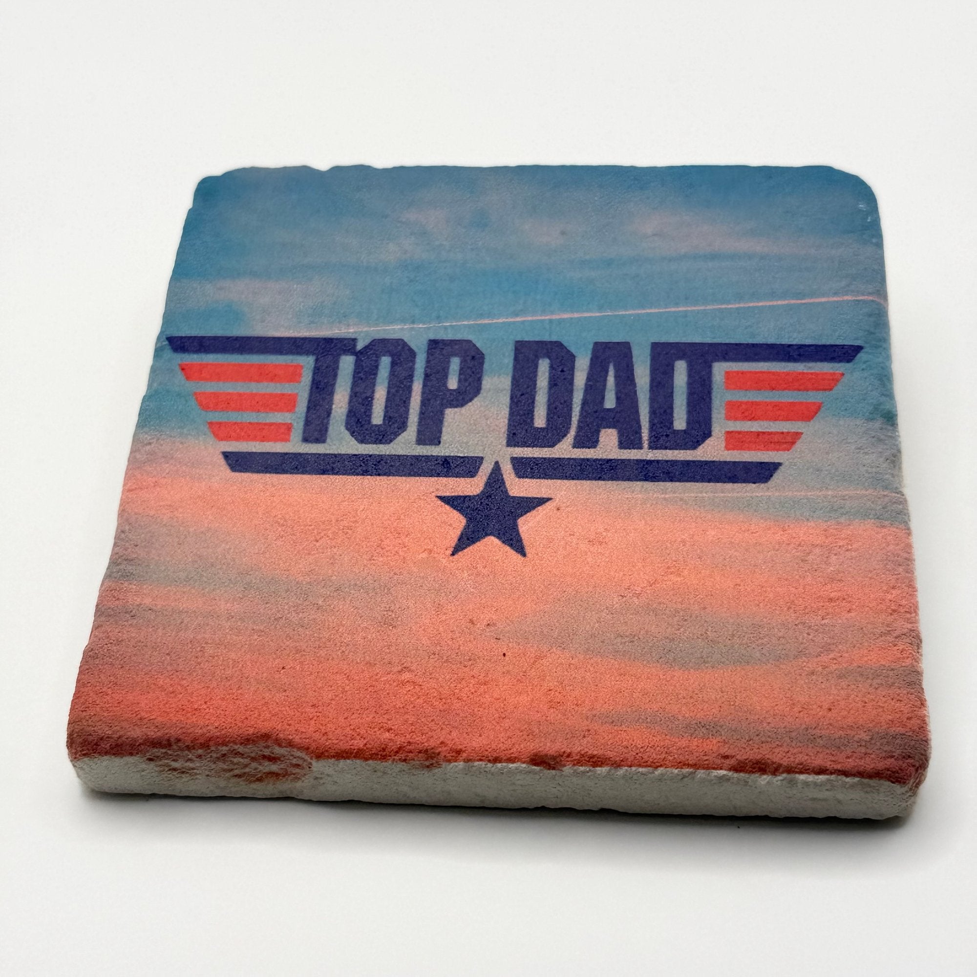 Top Dad Slogan Stone Coaster