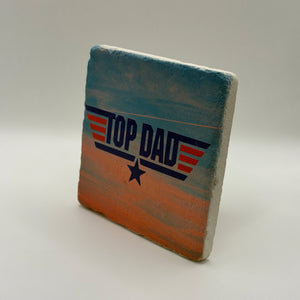 Top Dad Slogan Stone Coaster