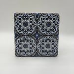 Tribal pattern artwork printed on square travertine stone coaster