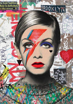Twiggy Ziggy Stardust slogan artwork printed on MDF wall poster