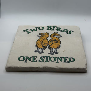 Two Birds One Stoned Natural Travertine Stone Hotpad 2