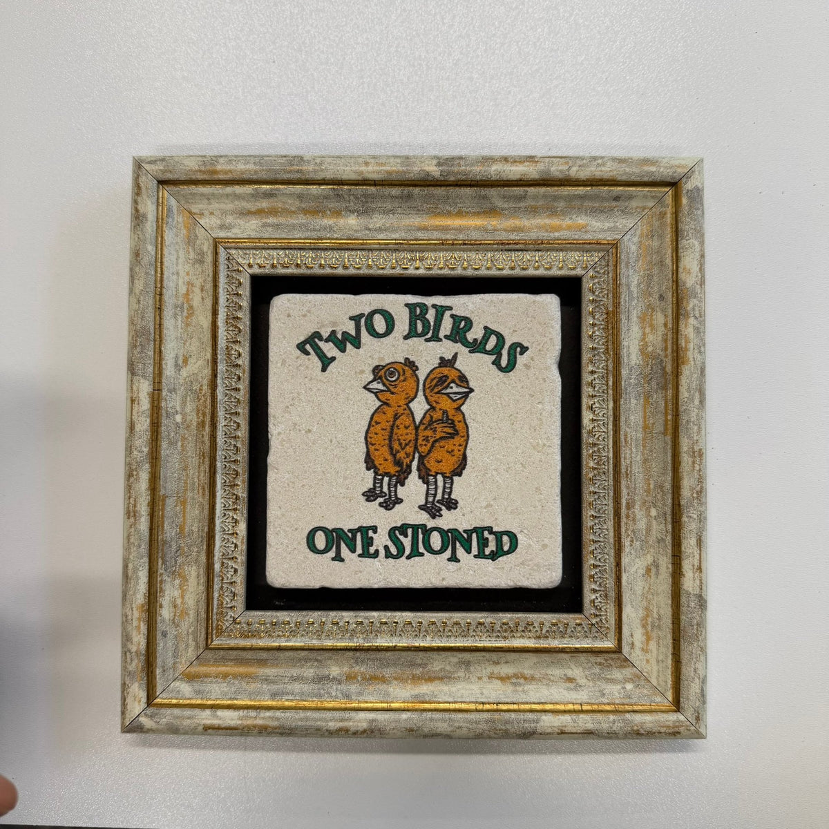 Variant Mapping v4 | two-birds-one-stoned-natural-travertine-coaster | with Gold Frame | sha256:c017620577a5