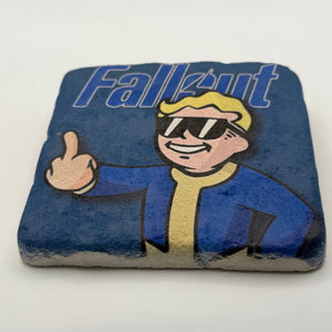 Fallout Vault Boy Middle Finger Stone Coaster