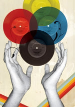 Vinyl record hands slogan artwork printed on MDF wall poster