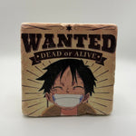 Wanted Dead or Alive anime slogan printed on square travertine stone coaster