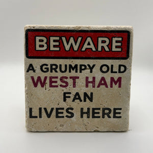 Grumpy Old West Ham Fan Stone Coaster