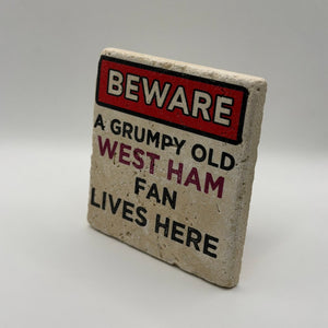 Grumpy Old West Ham Fan Stone Coaster