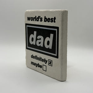 Woke Up Bald Again Natural Travertine Stone Coaster artwork
