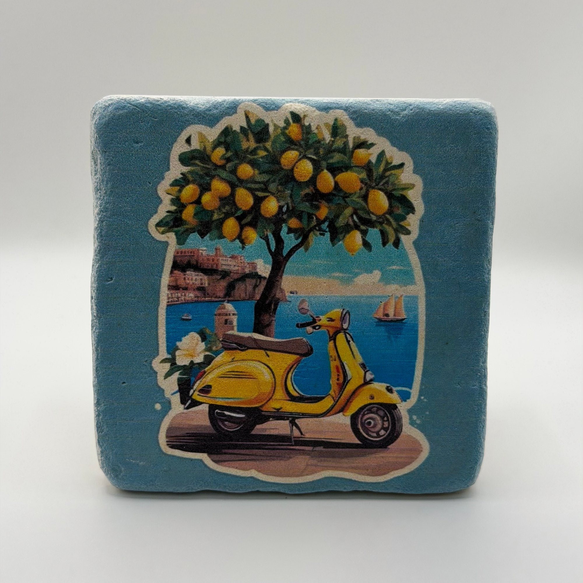 Yellow Scooter Stone Coaster