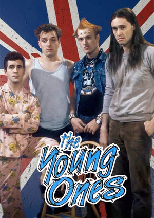 The Young Ones vintage group artwork printed on MDF wall poster