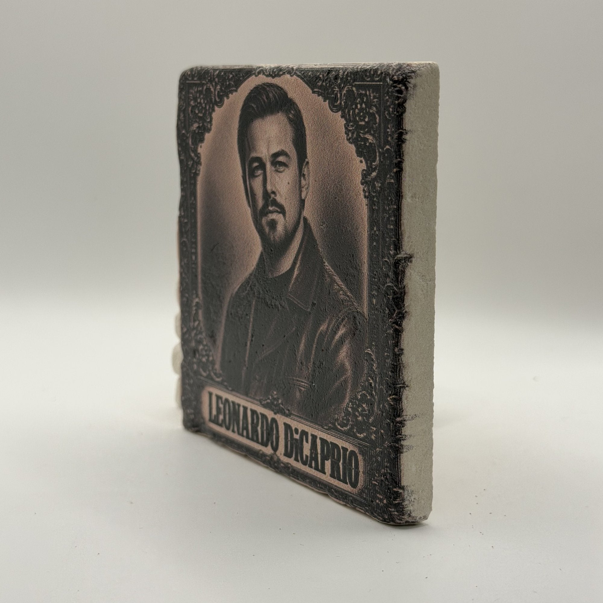 Cowboy Leonardo Dicaprio Natural Travertine Stone Coaster 1