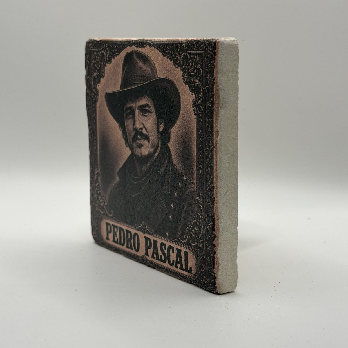 Cowboy Pedro Pascal Natural Travertine Stone Coaster 1