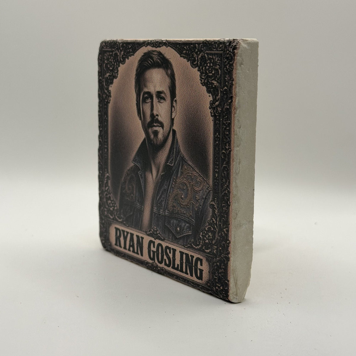 Cowboy Ryan Gosling Natural Travertine Stone Coaster 1