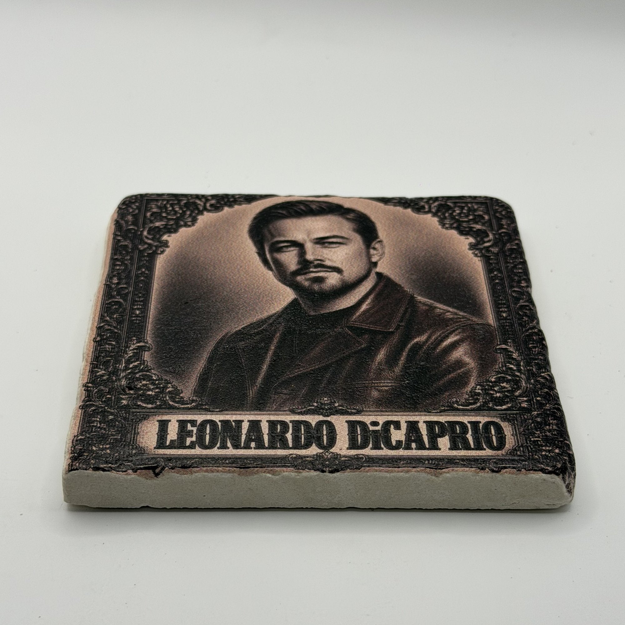 Cowboy Leonardo Dicaprio Natural Travertine Stone Coaster 2