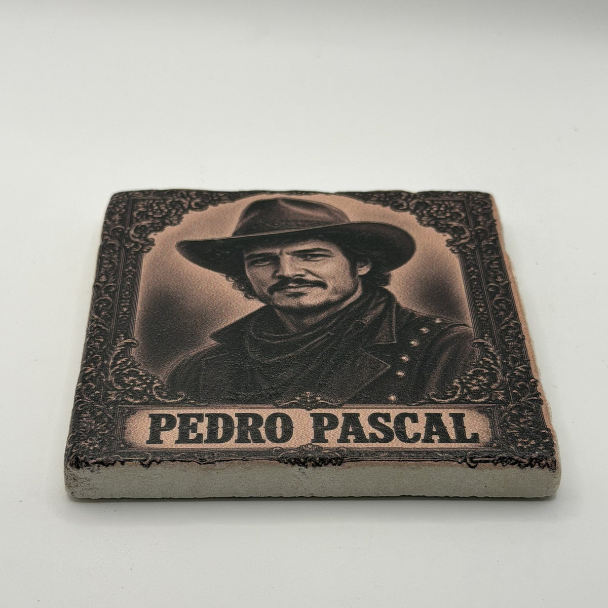 Cowboy Pedro Pascal Natural Travertine Stone Coaster 2