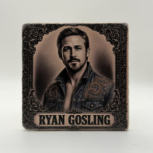 Cowboy Ryan Gosling Natural Travertine Stone Coaster 3
