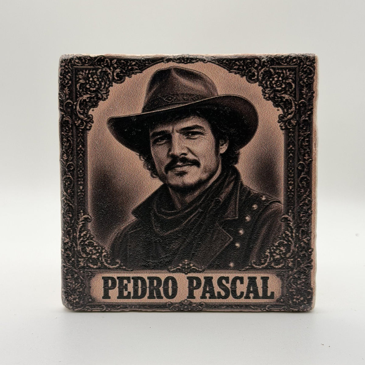 Cowboy Pedro Pascal Natural Travertine Stone Coaster 3