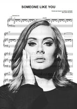 Adele sheet music artwork printed on MDF wall poster