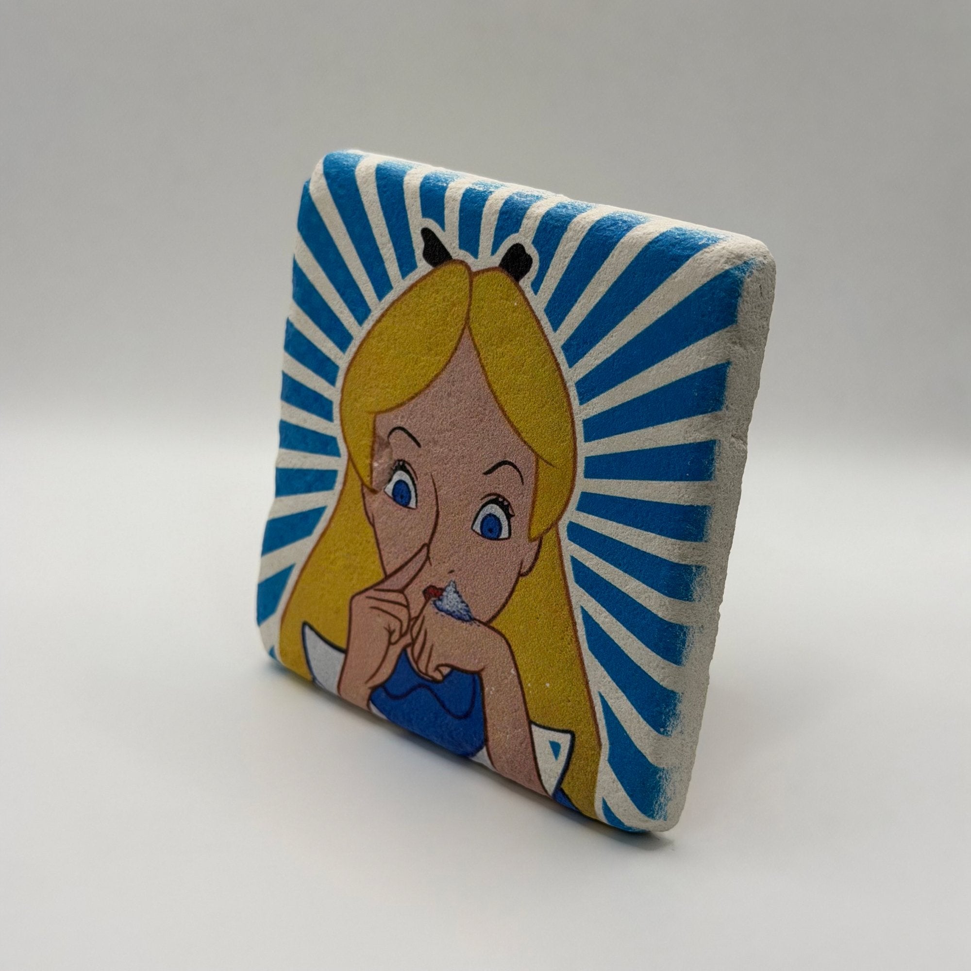 Alice in Wonderland Stone Coaster with Quote