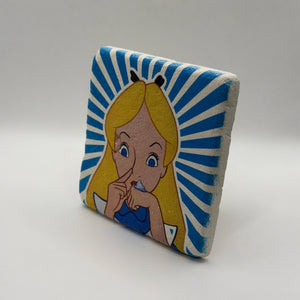 Alice in Wonderland Stone Coaster with Quote