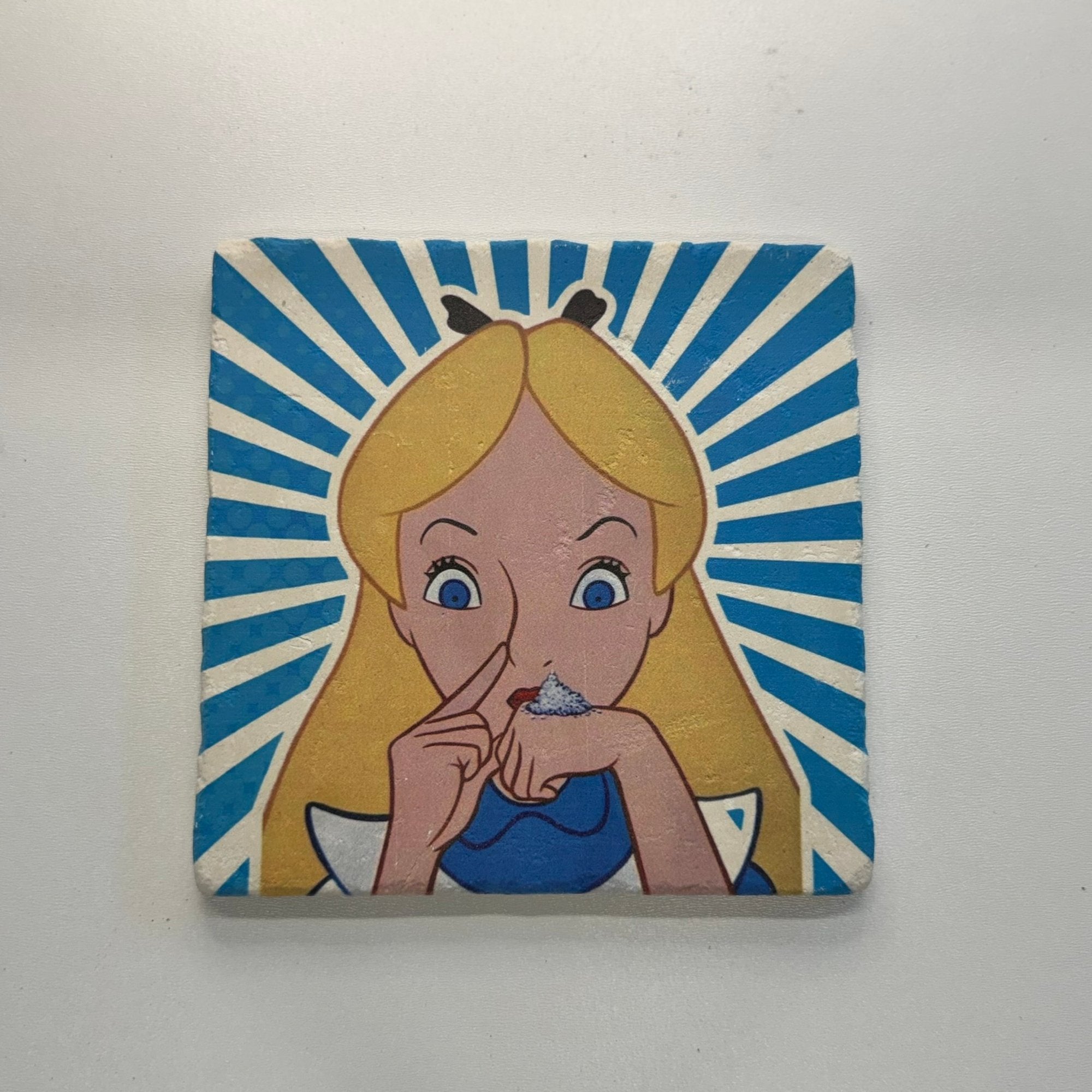 Alice In Wonderland Art Natural Travertine Stone Hotpad artwork