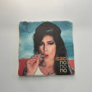 Amy Winehouse I Said No Natural Travertine Stone Hotpad artwork